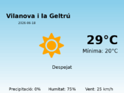 AEMET: El temps per a Vilanova i la Geltrú – 18 de Juny de 2026